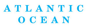 map symbol for ocean or sea: name in blue capital letters