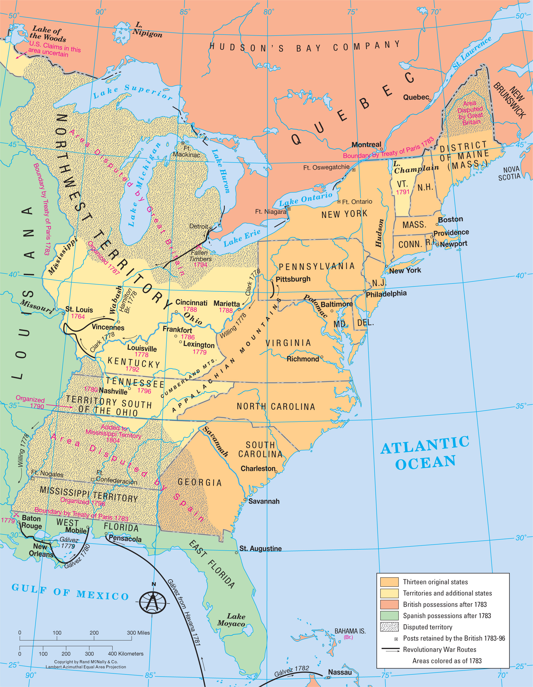 map: United States 1775-1799