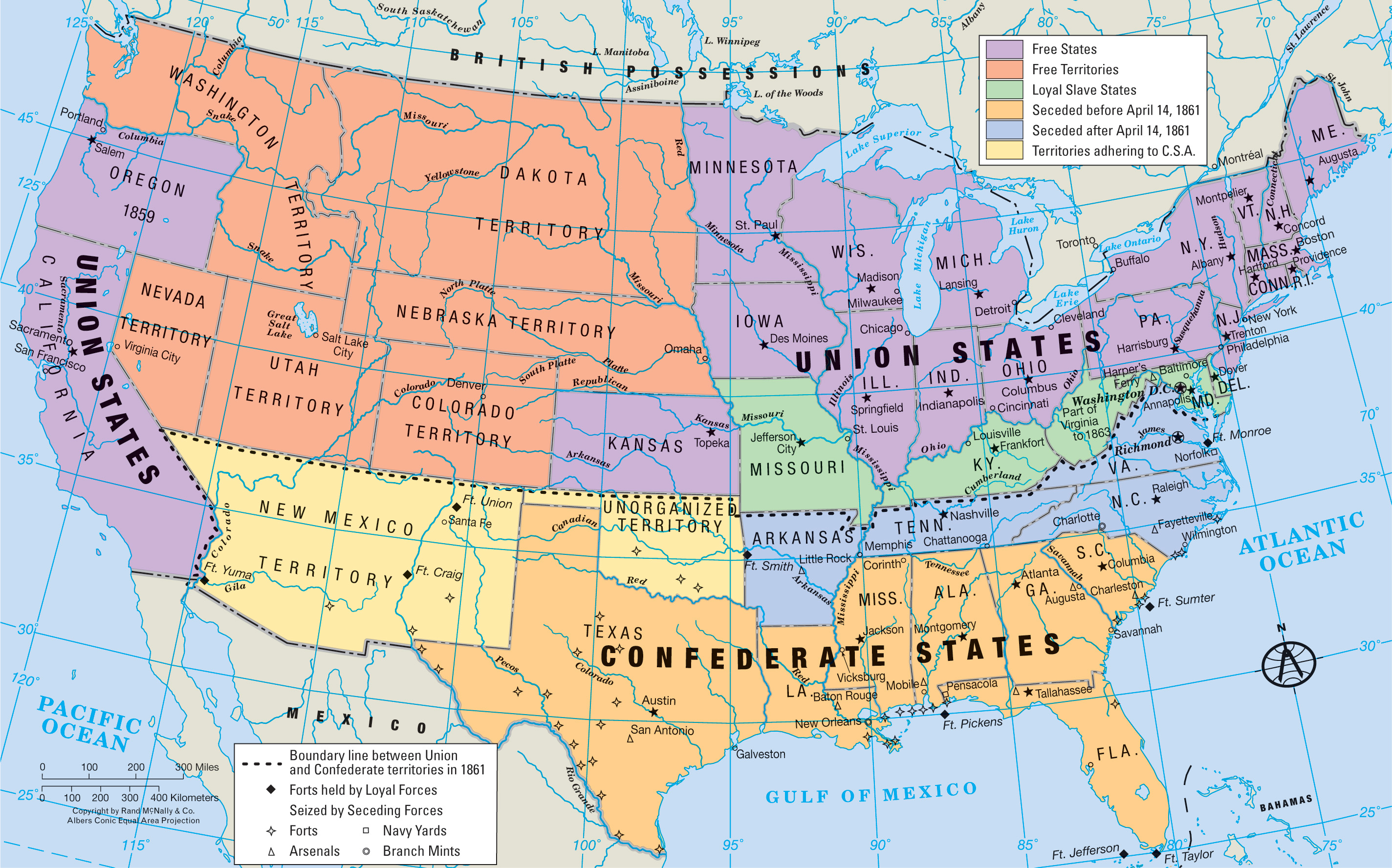 U.S. map: Secession 1860-1861