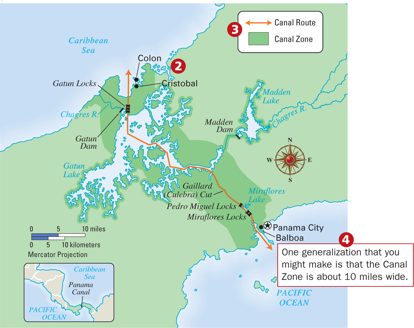 A map shows the Panama Canal