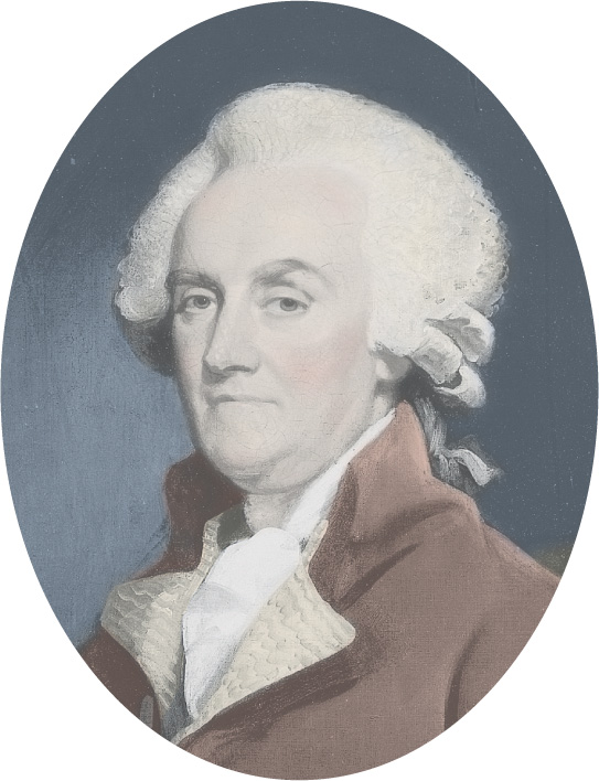 Portrait of a man in a powdered wig.