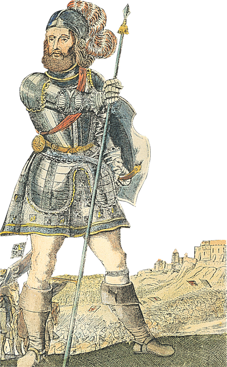 Illustration of Prince Henry wearing metal armor.