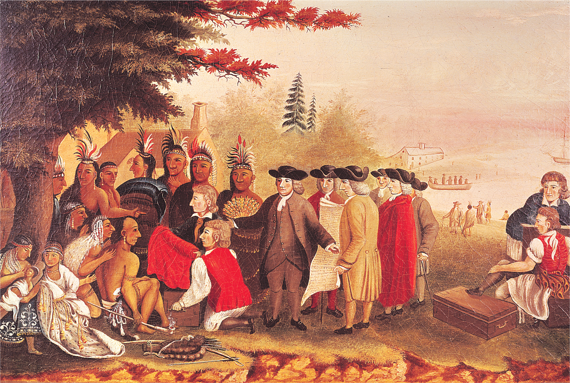 Painting: Penn meets with Native Americans.