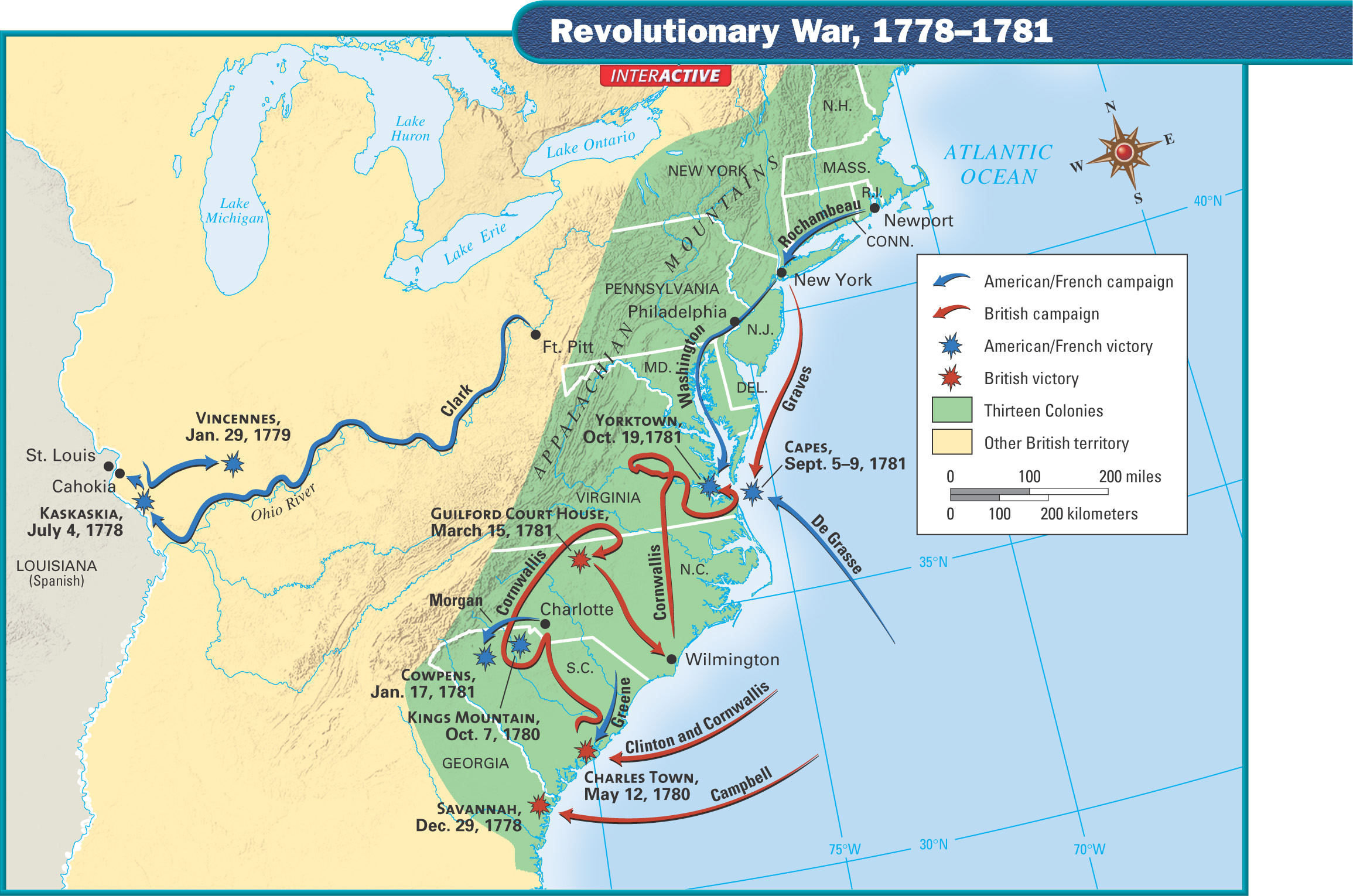 map: Revolutionary War, 1778-1781