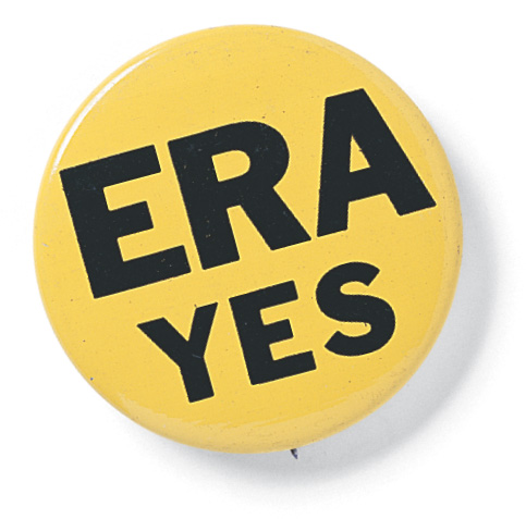 A political button reads E.R.A. Yes.