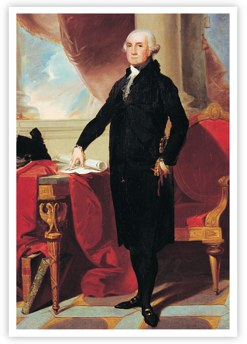 A portrait of
George Washington.