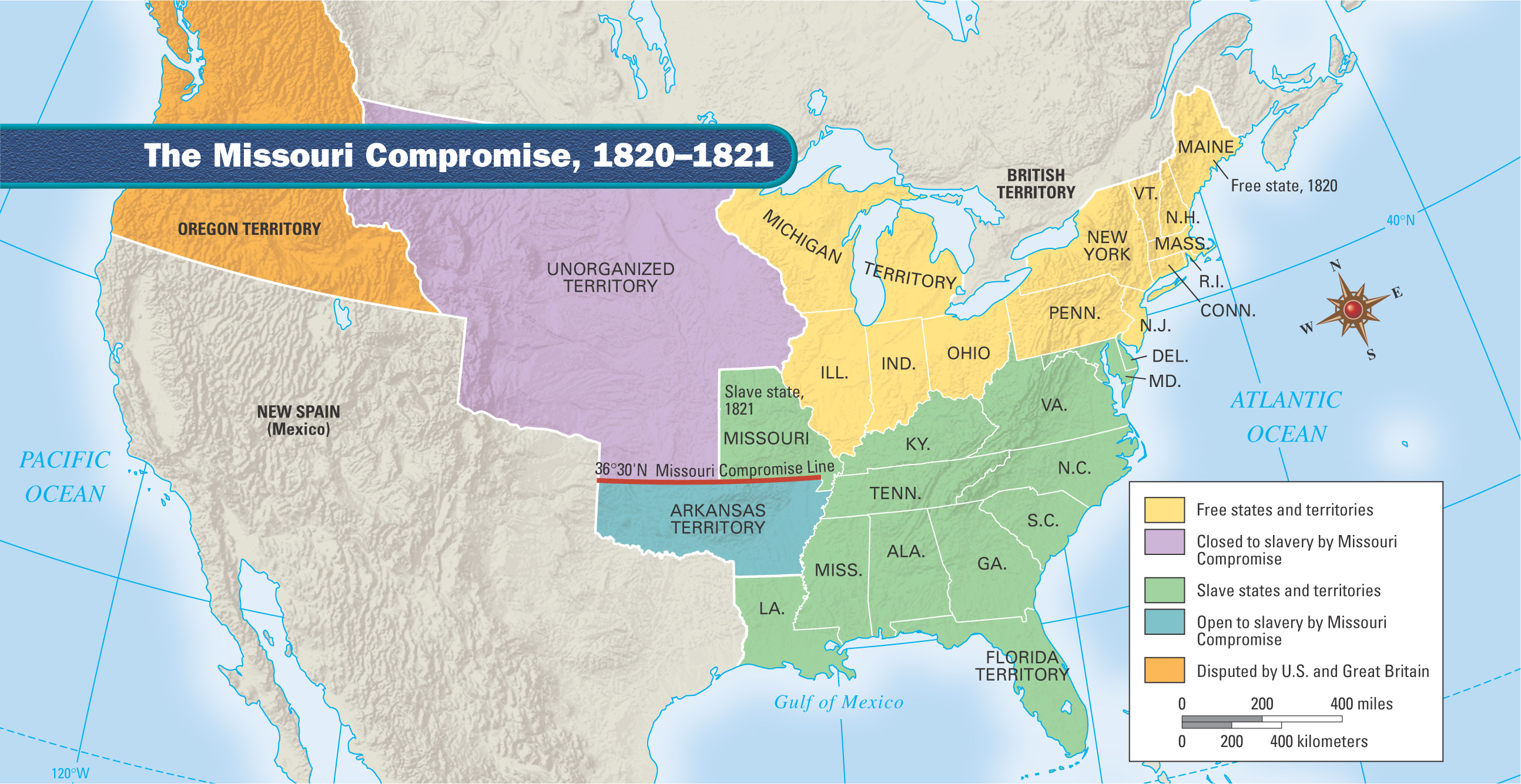 A map titled
The Missouri Compromise, 1820-1821.