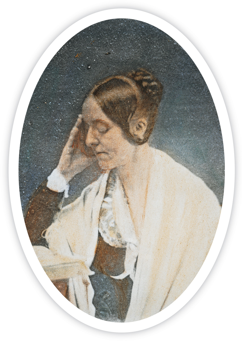 A painting: Margaret Fuller
reads a book.