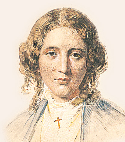 A portrait of Harriet Beecher Stowe.