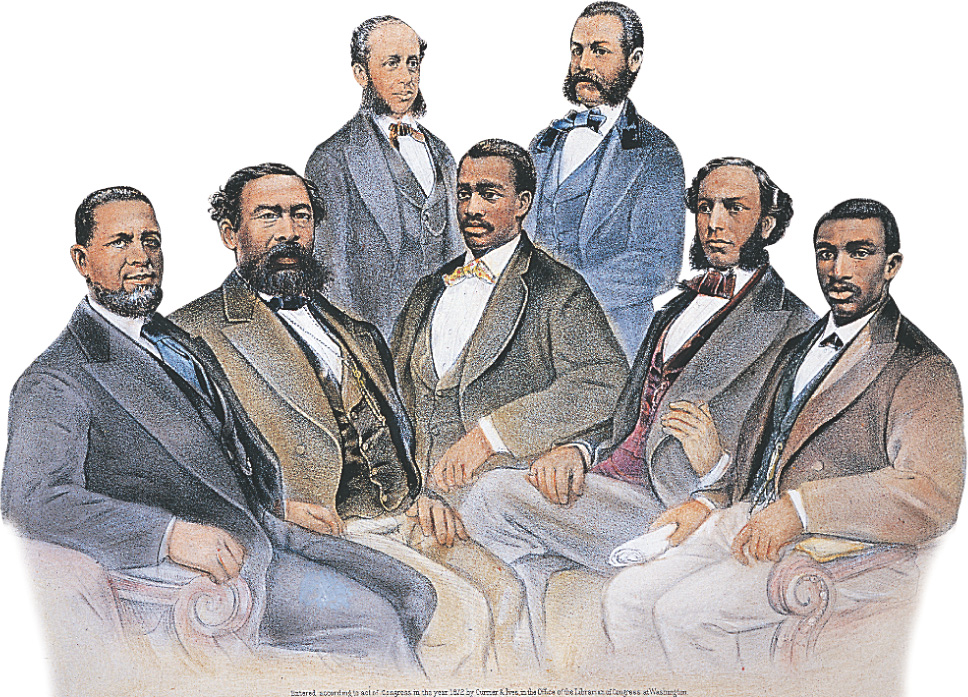 A painting: Seven African-American Congressmen.