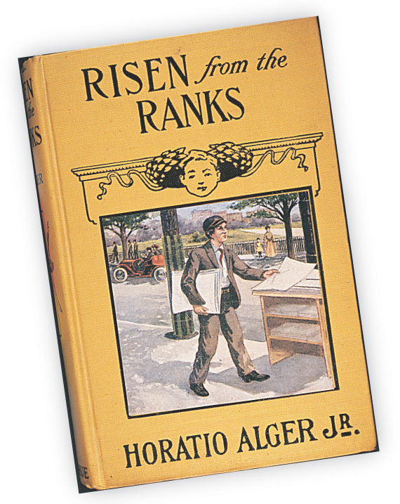 A book cover: Risen From the Ranks, by Horatio Alger, Jr.