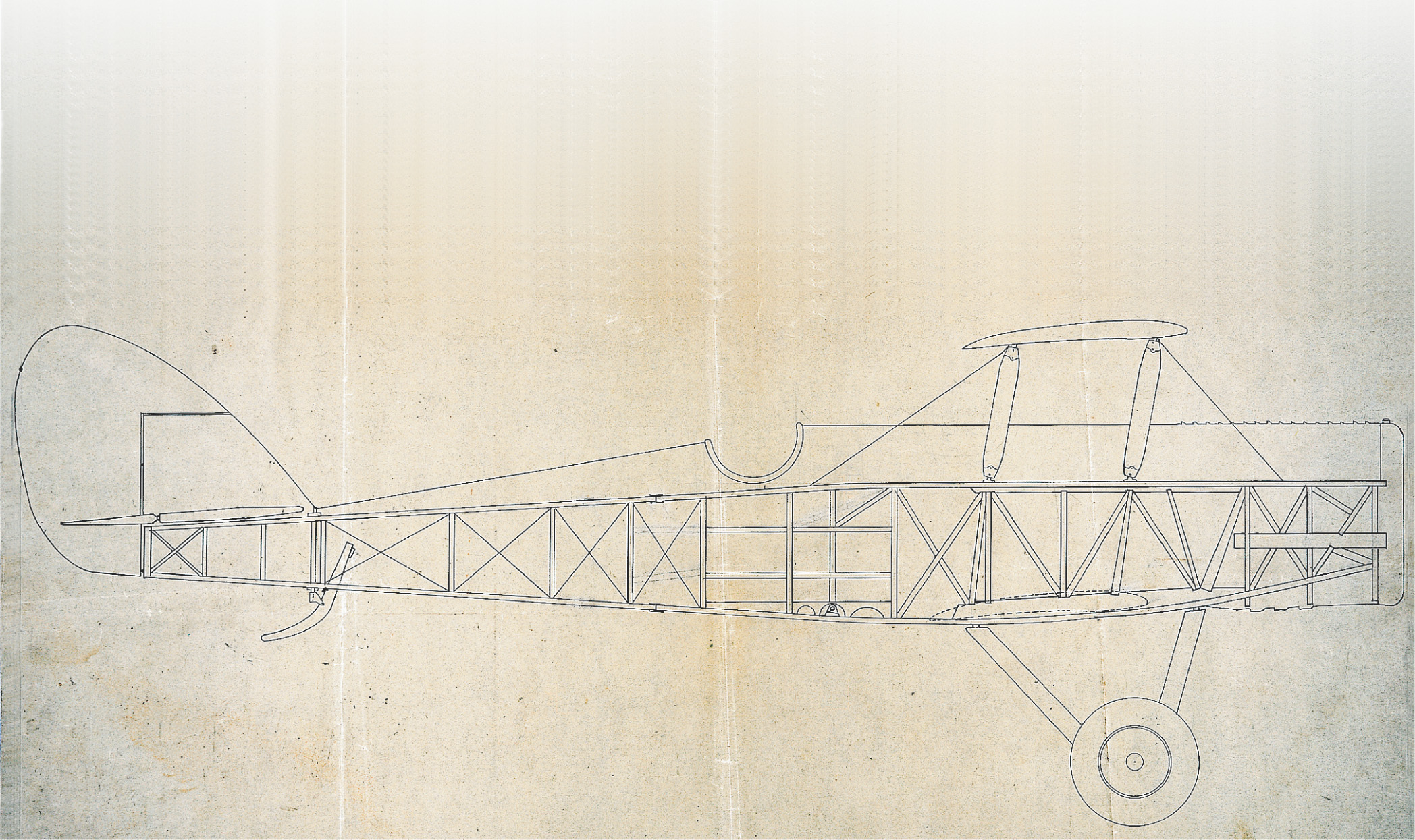 A sketch: a cross section of a biplane.