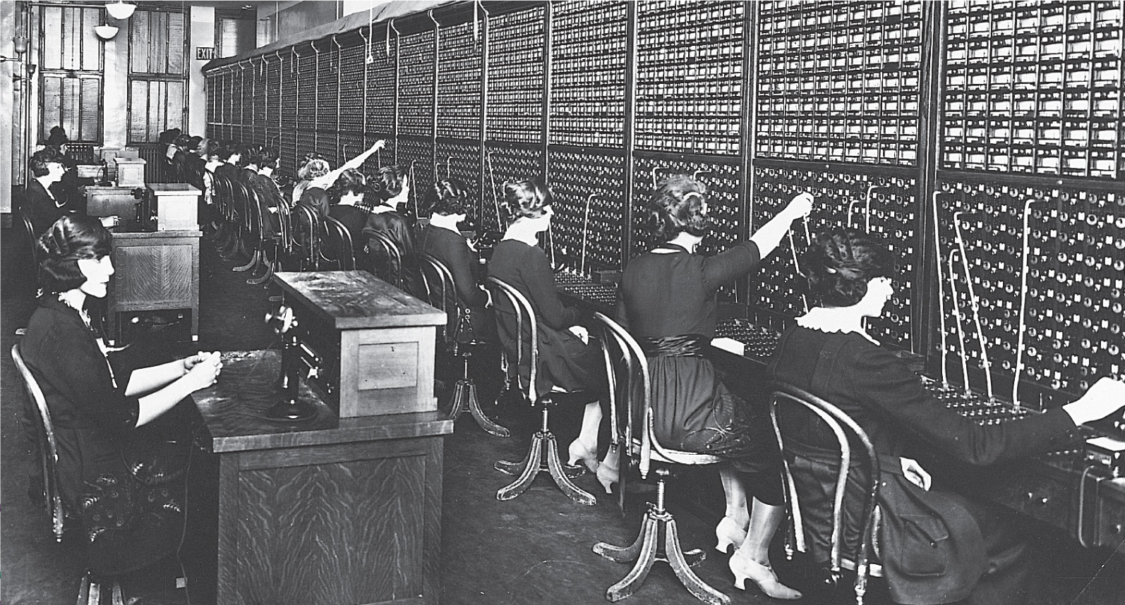 Photo: a row of telephone operators