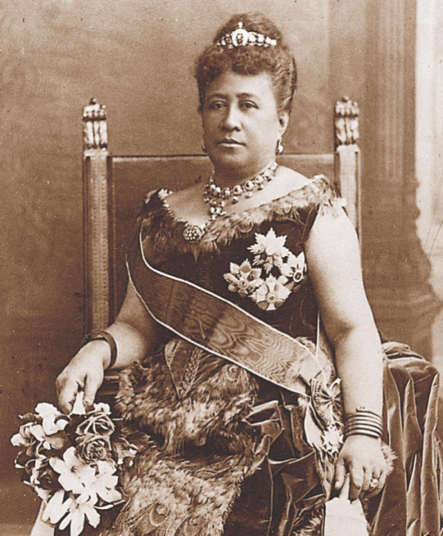 Photo: Queen Liliuokalani sits on a throne