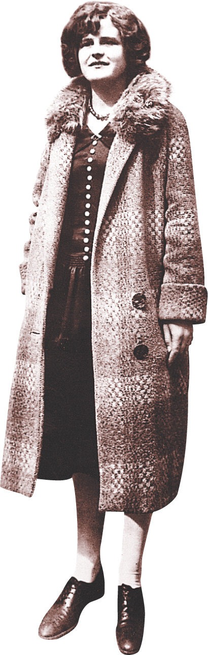 Photo: a woman wears a bulky coat