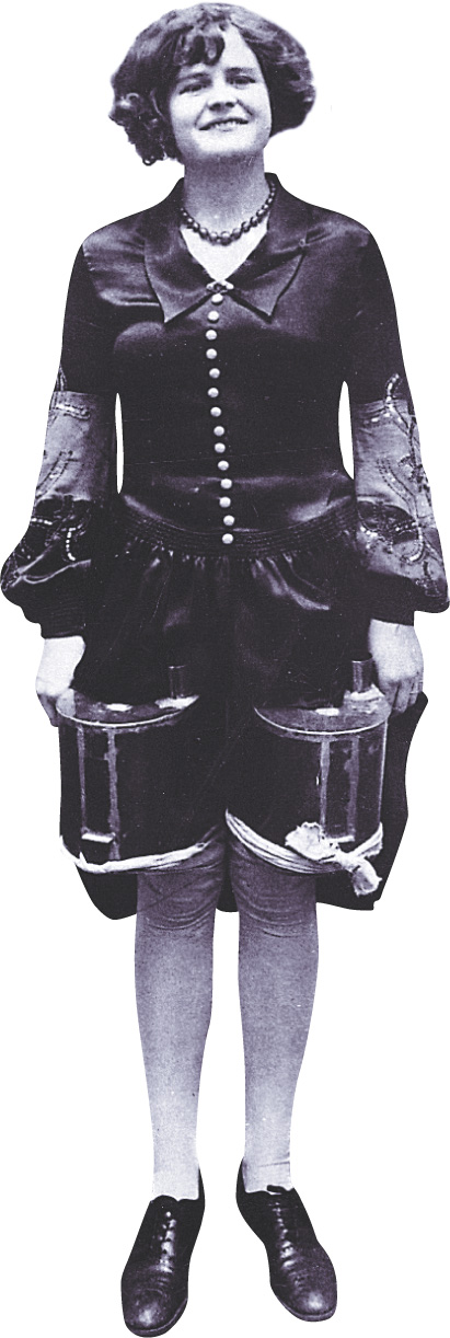 Photo: a woman with containers strapped to her legs