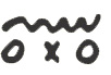 symbol: wavy line over two circles and an X