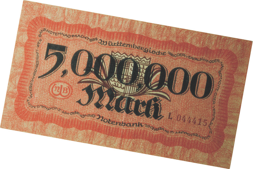 Photo: a German bill valued at 5,000,000 marks