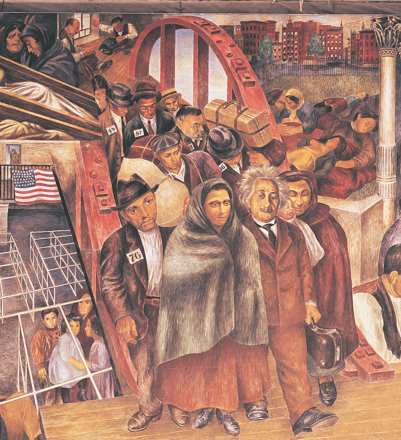 Mural: Albert Einstein and other immigrants 