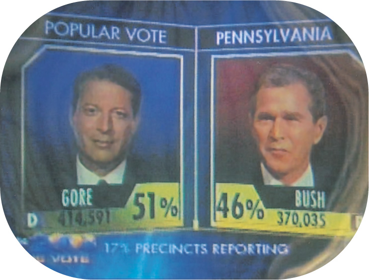 TV still: Gore and Bush vote count