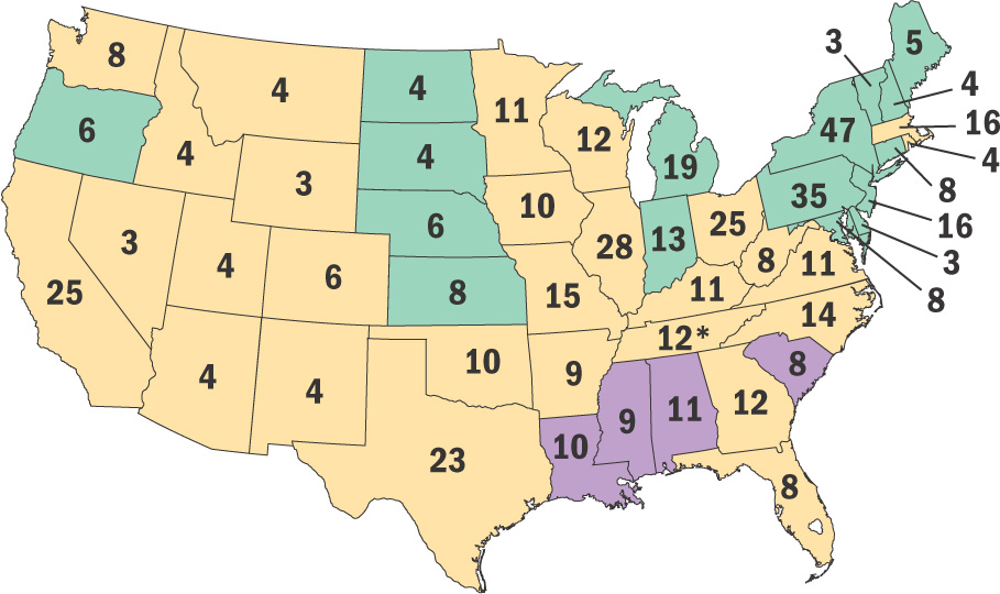 Map: electoral votes 1948 election