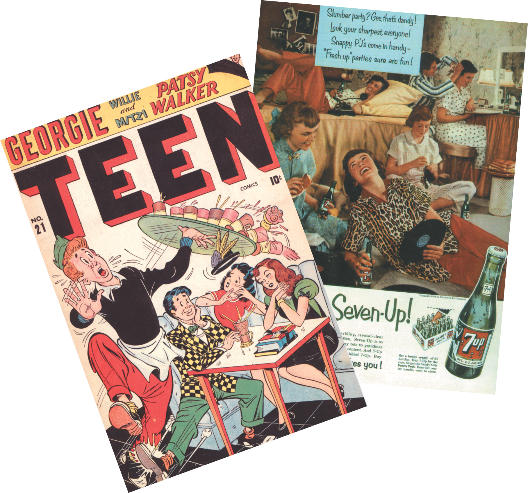 Teen Magazine cover and advertisement for 7-Up