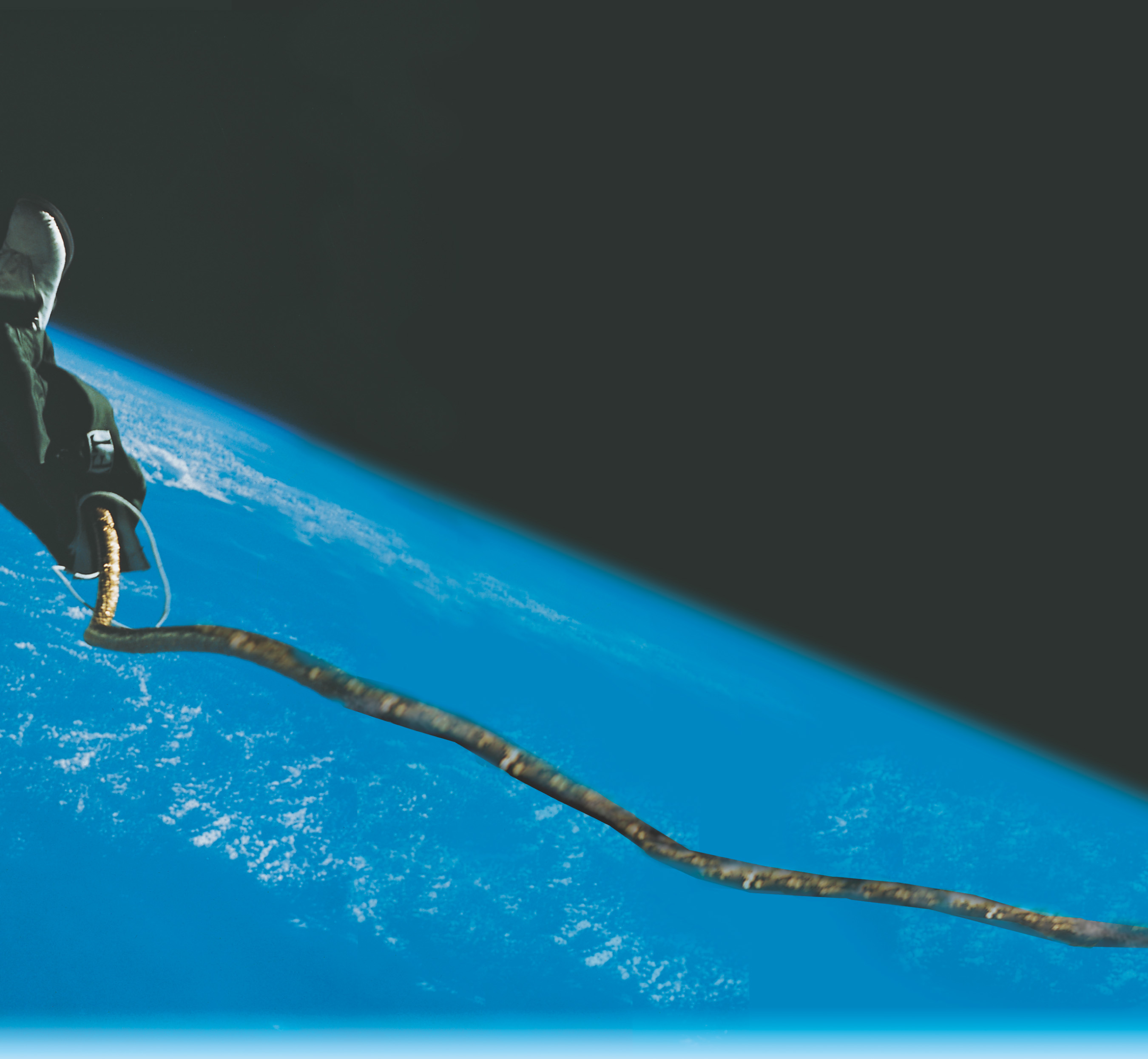 Photo: An
astronaut floats in space above the earth. A title: The New Frontier and the Great Society.