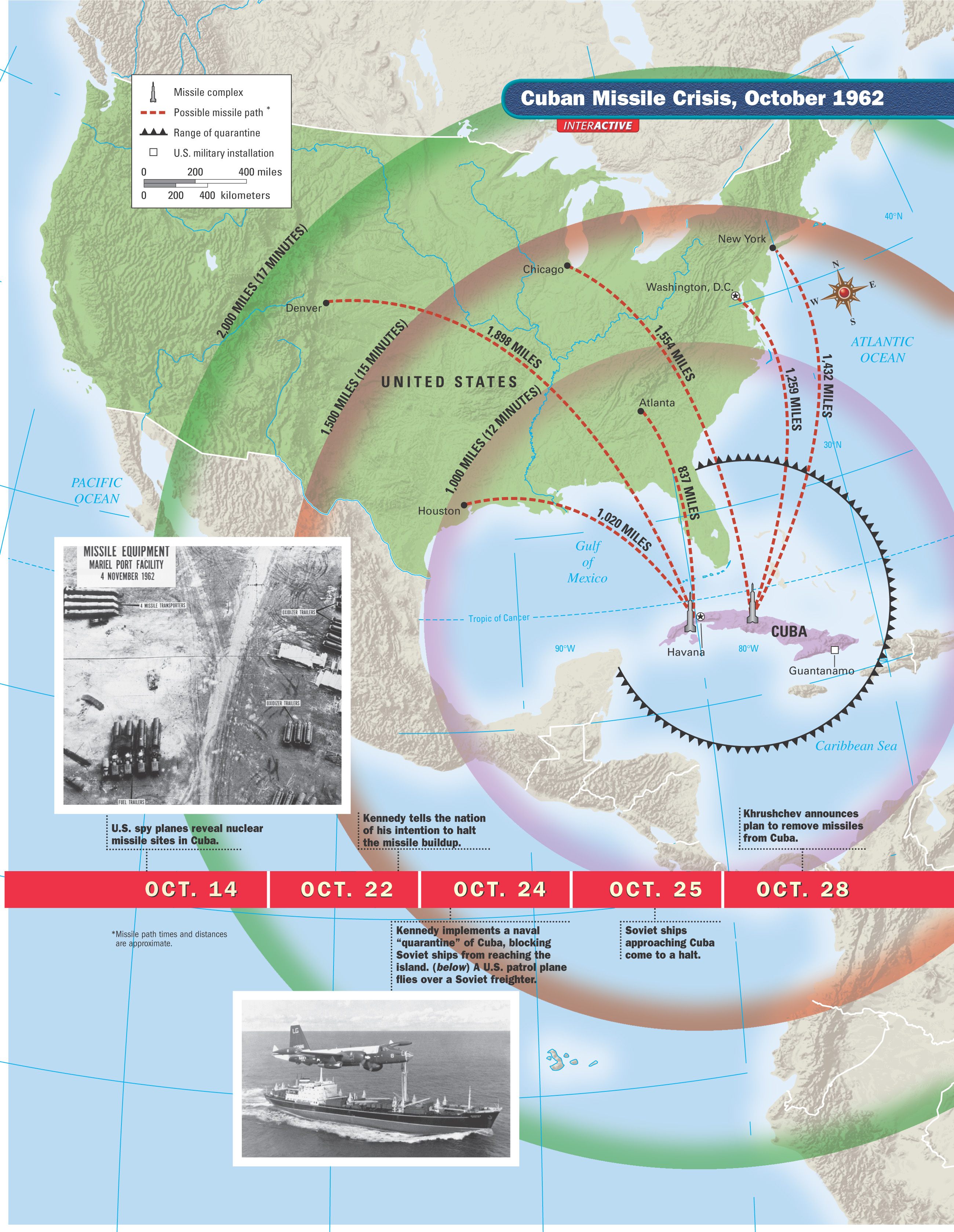 Map: Cuban Missile Crisis,
October 1962.