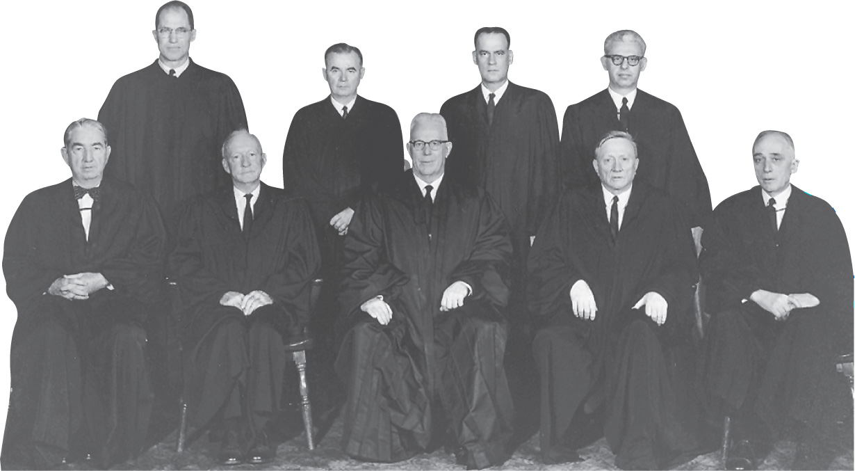 photo: the nine justices of the 1964 Supreme Court wear black robes.