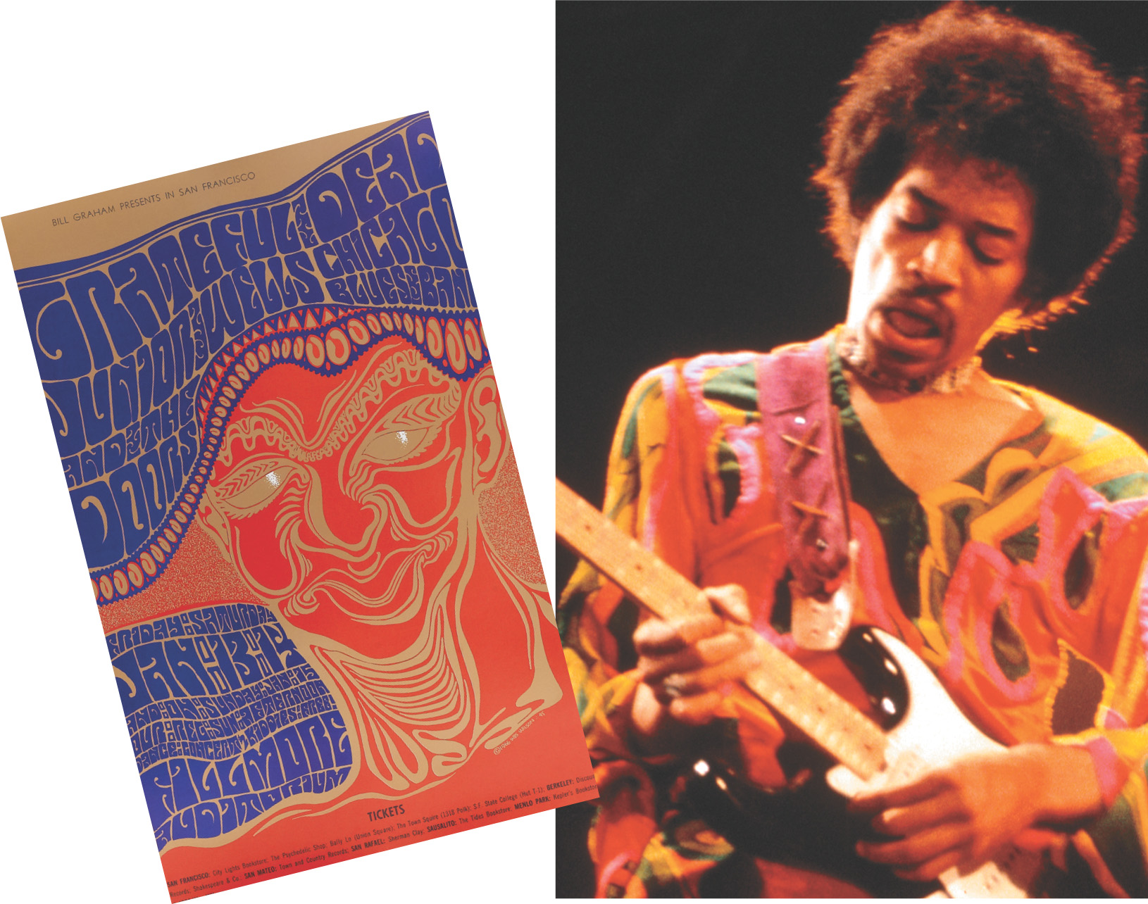 photo: Jimi Hendrix plays guitar.