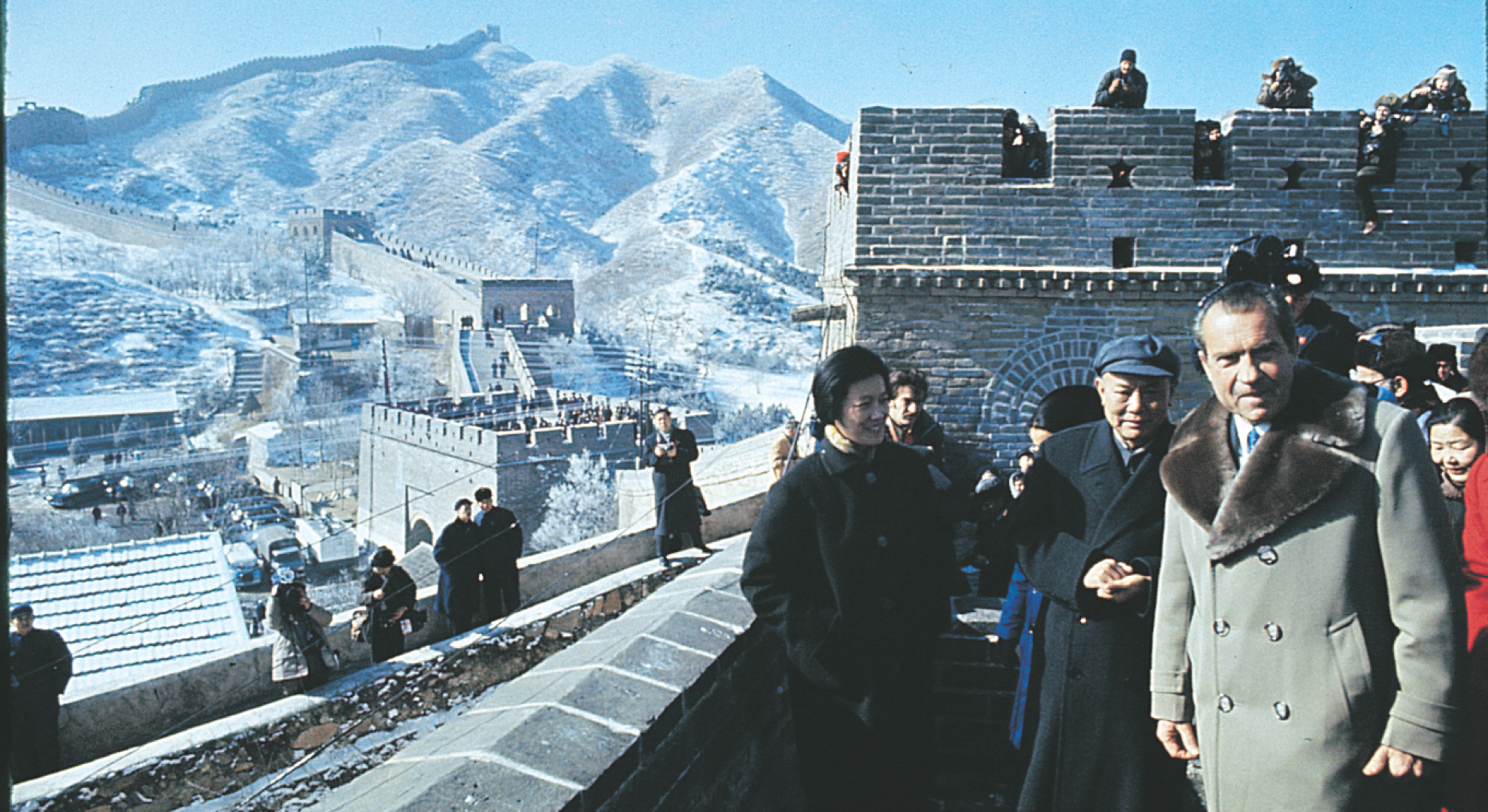 photo: Nixon stands on the Great Wall of China.