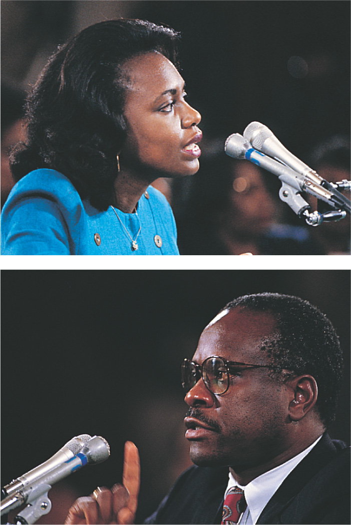 photos: Anita Hill and Clarence Thomas.