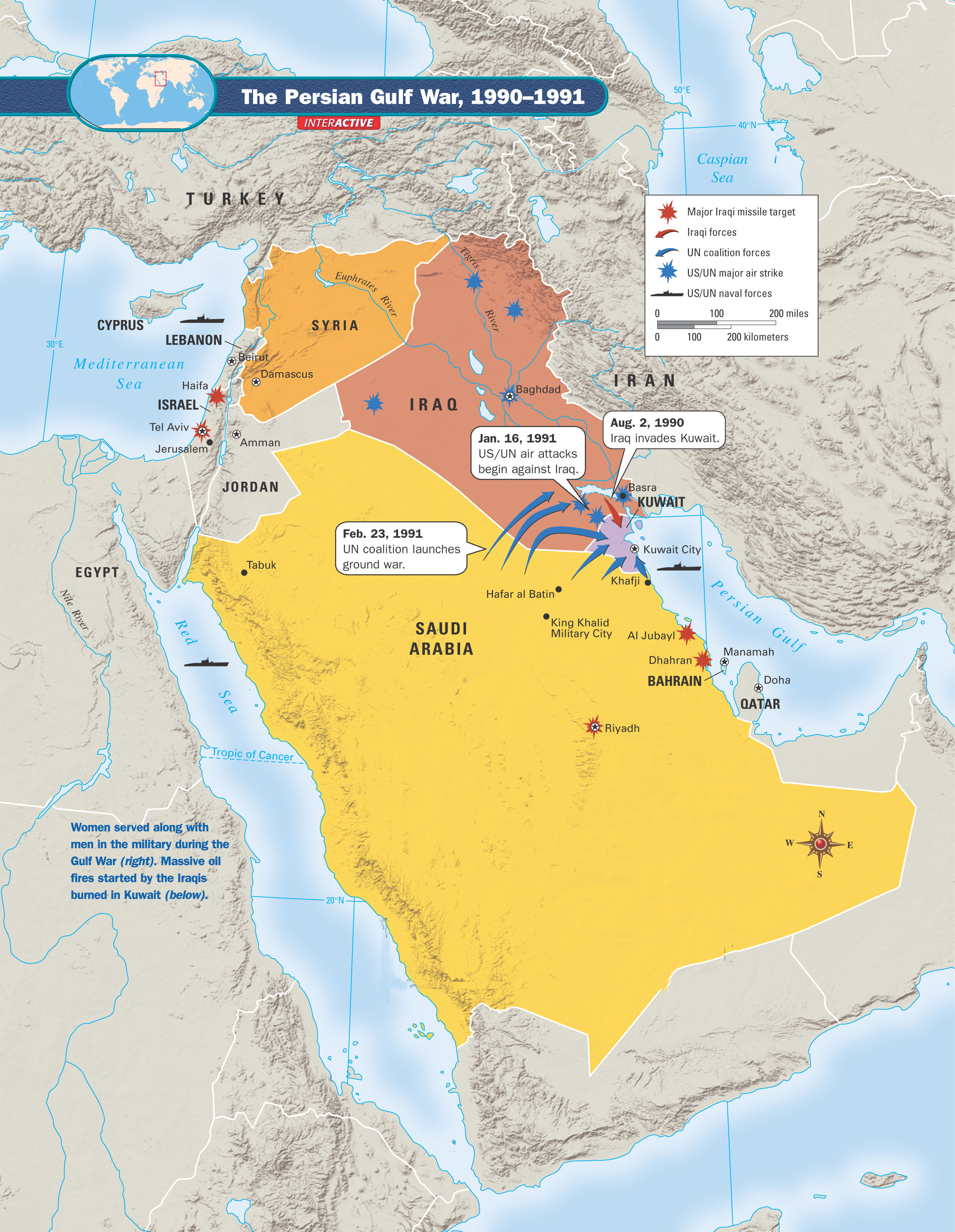 A map: The Persian Gulf War, 1990-1991.