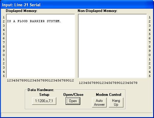 Input: Line-21 Serial.