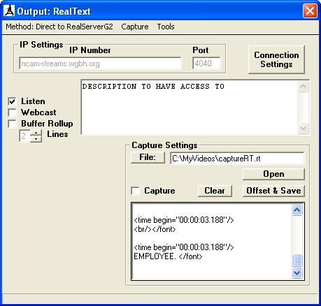 RealText output window.