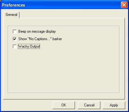 General Preferences Screen.