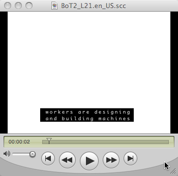 SCC caption track in the QuickTime Player