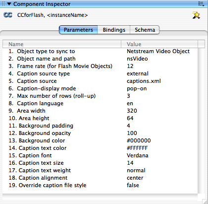 CCforFlash Component Inspector