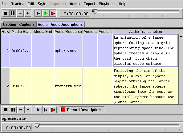 audio description interface