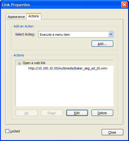 The Link Properties dialog box.