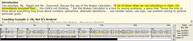 The EasePublisher application showing text and corresponding audio waveforms.