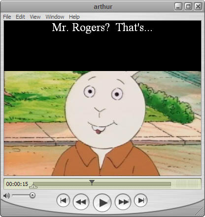 A caption track positioned at the top of the QuickTime Player window.