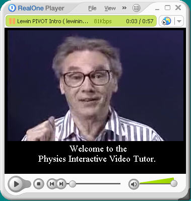RealPlayer movie of Walter Lewin, with captions.