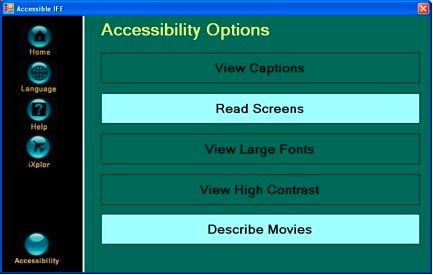 IFE accessibility options